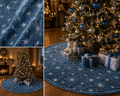 Blue Velvet Snowflake Christmas Tree Skirt – Luxury Winter Holiday Tree Base Cover | Wholesale & Custom
