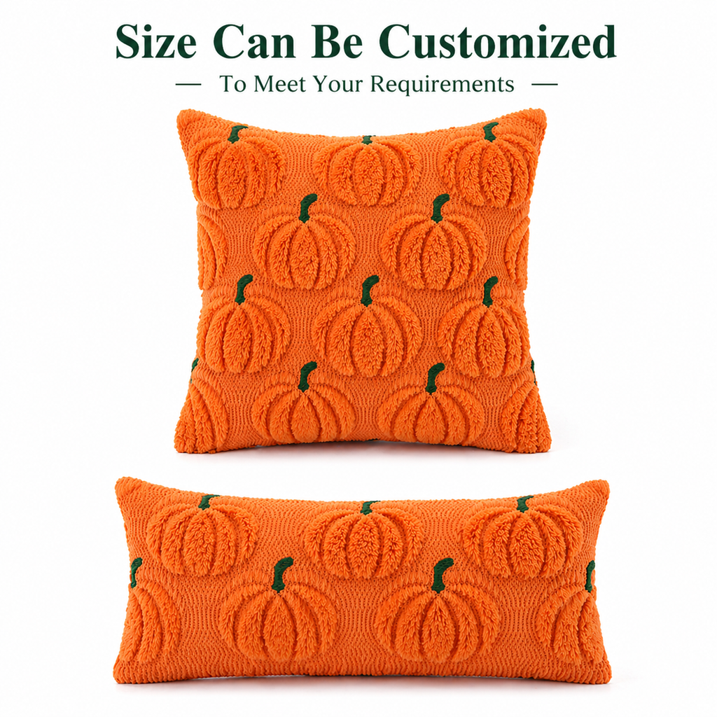 Wholesale Thanksgiving Pumpkin Pillow Cover – 3D Tufted Fall Decor | Custom Size Available