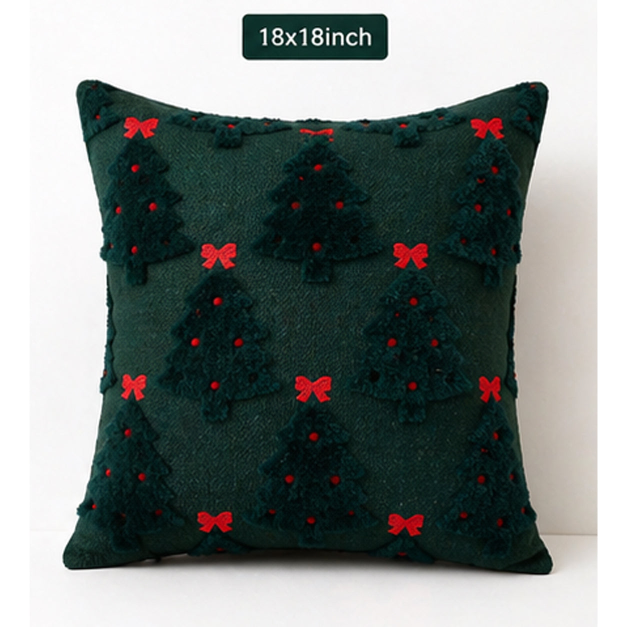Wholesale Christmas Tree Embroidered Throw Pillow Cover | Custom Holiday Cushion Cover | MOQ Bulk Order + Sample Available