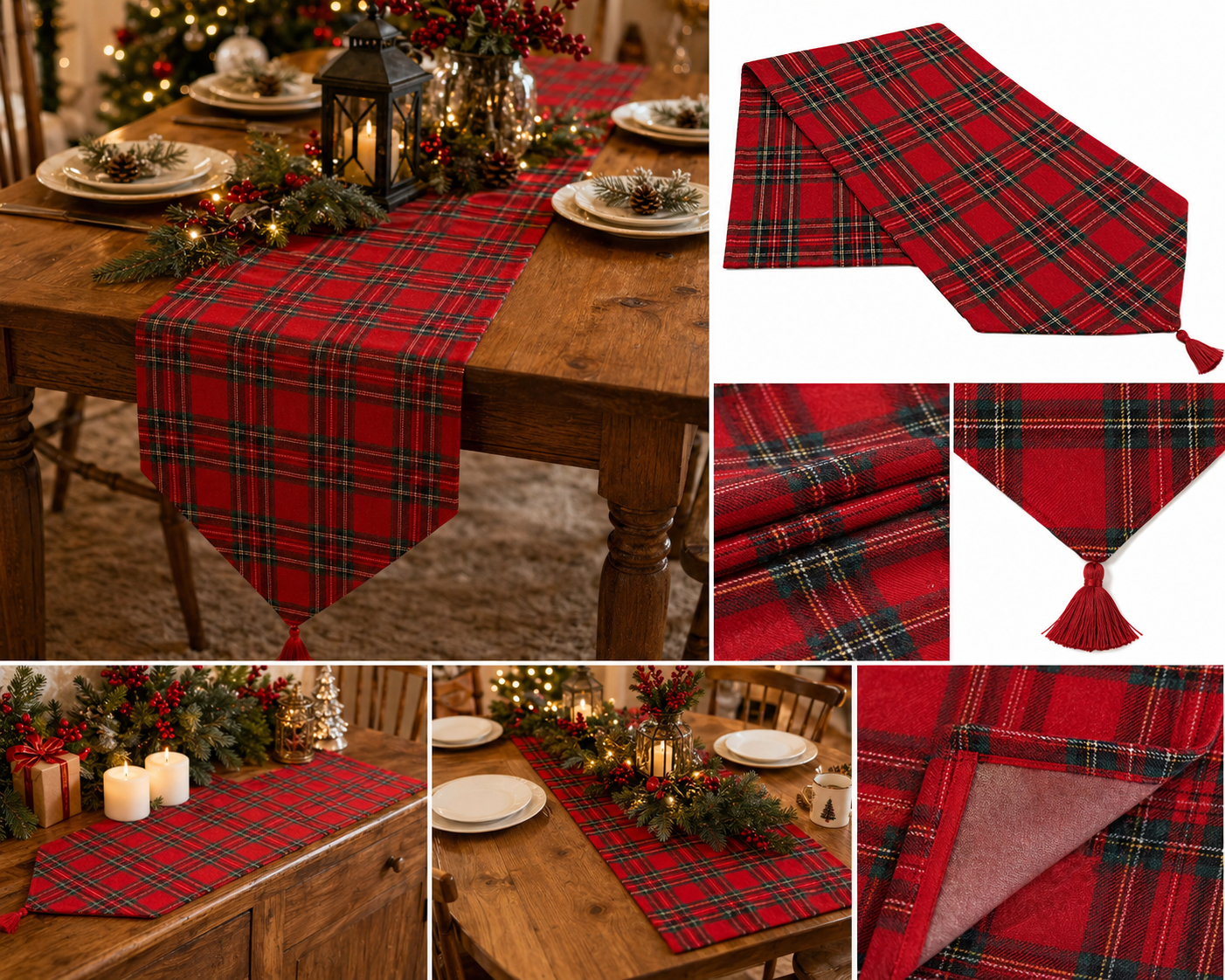 Red Plaid Christmas Table Runner – Classic Tartan Holiday Table Decor for Wholesale & Custom Orders