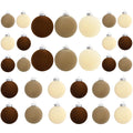 Wholesale 15 Pcs(3.9 In/100 mm) Velvet Christmas Ornaments Balls Set, Brown Green Neutral Christmas Tree Ornaments, Flocked Xmas Tree Balls Supplier