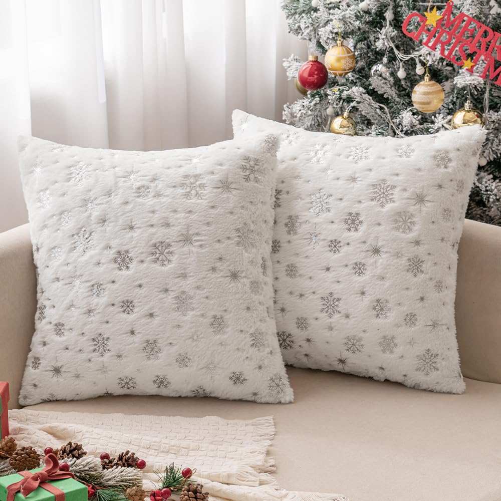 Wholesale Plush Snowflake Embroidered Pillow Covers | Luxury Christmas Cushion Supplier