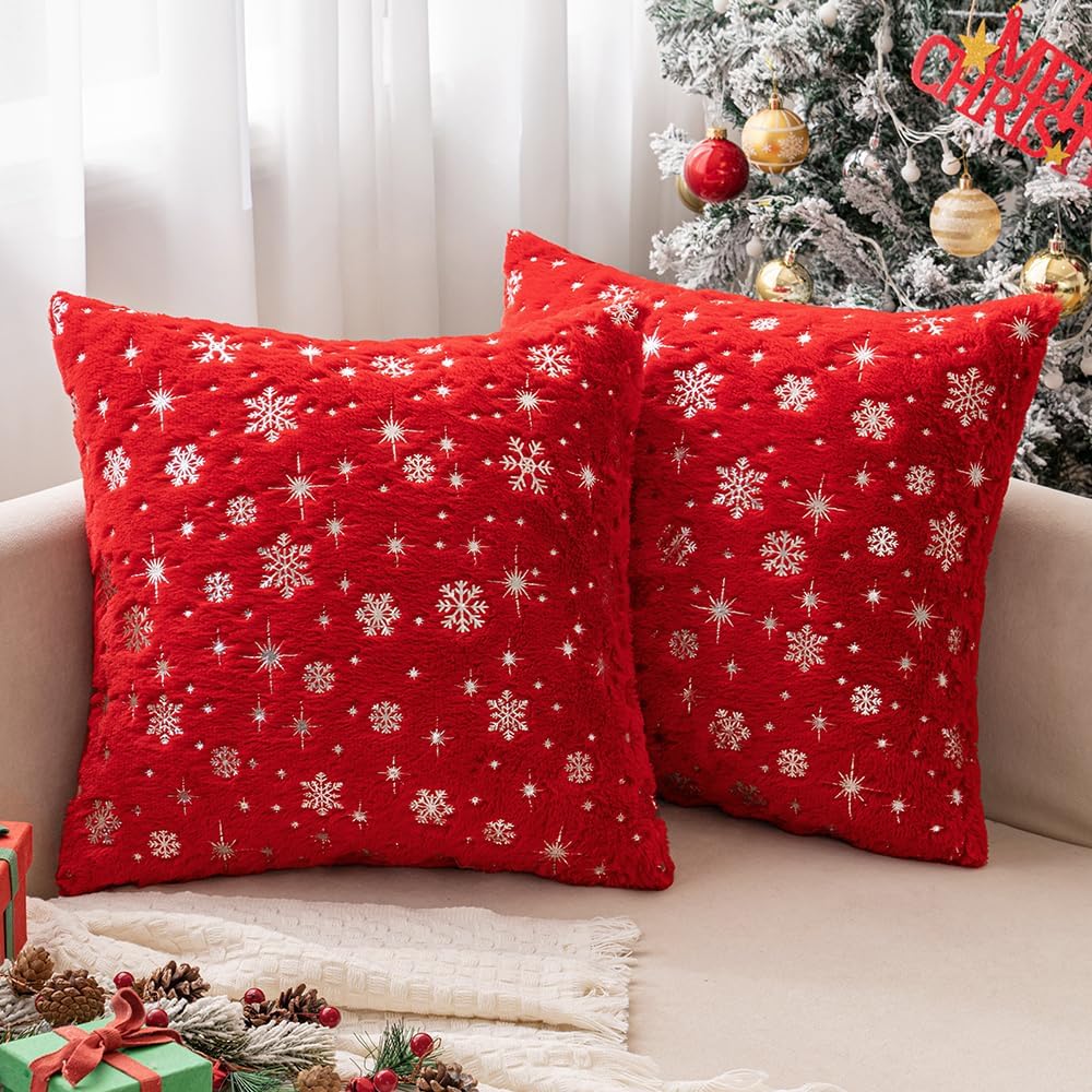 Wholesale Plush Snowflake Embroidered Pillow Covers | Luxury Christmas Cushion Supplier