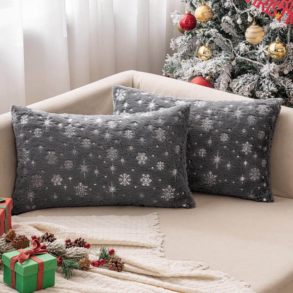 Wholesale Plush Snowflake Embroidered Pillow Covers | Luxury Christmas Cushion Supplier