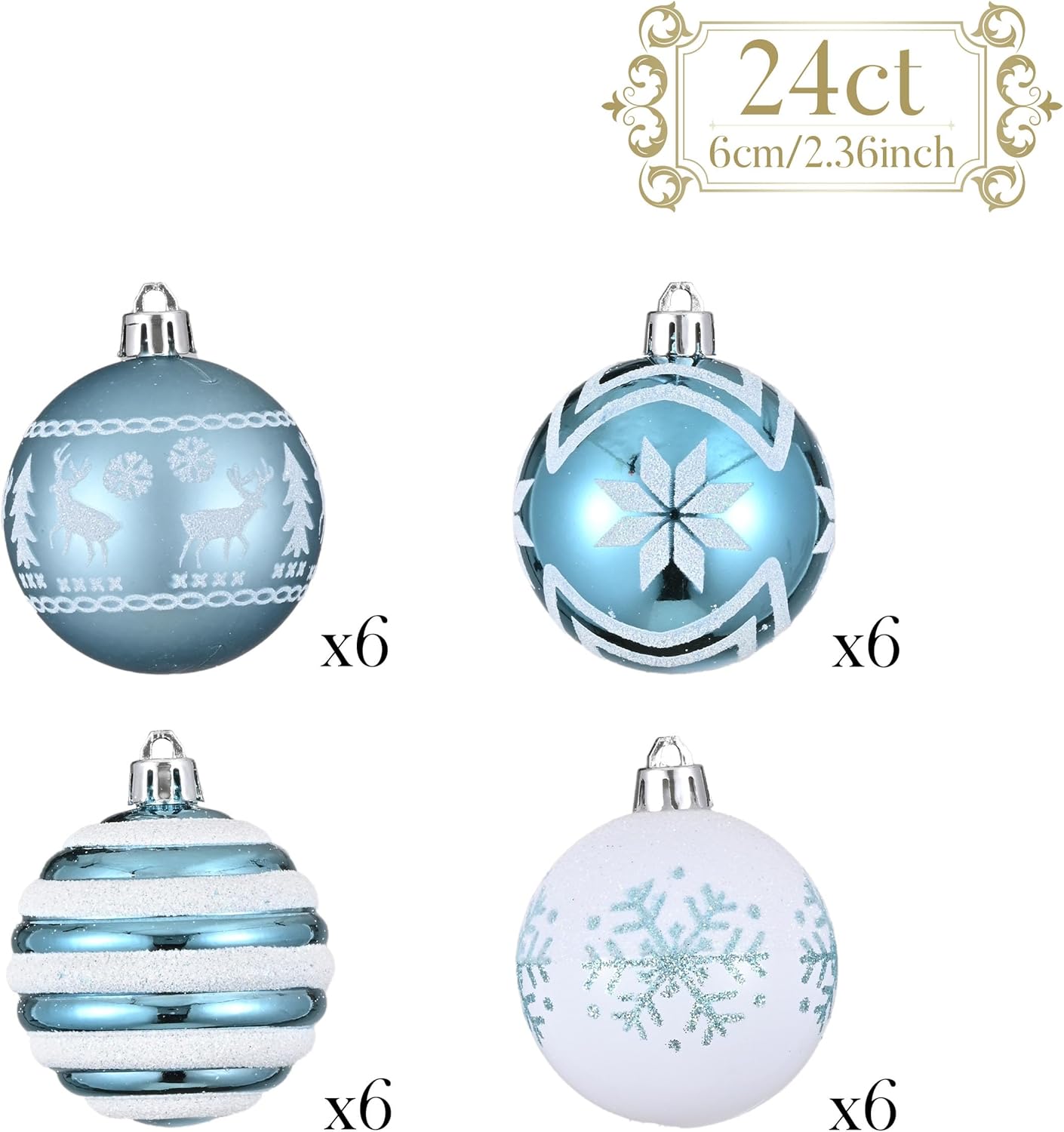 Christmas Ornaments Tree Decorations Wholesale, 24ct Shatterproof Christmas Ball Ornaments Set Supplier
