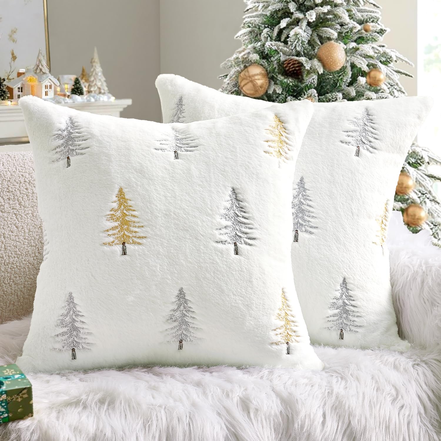 Wholesale Plush Christmas Tree Embroidered Pillow Covers | Holiday Cushion Supplier