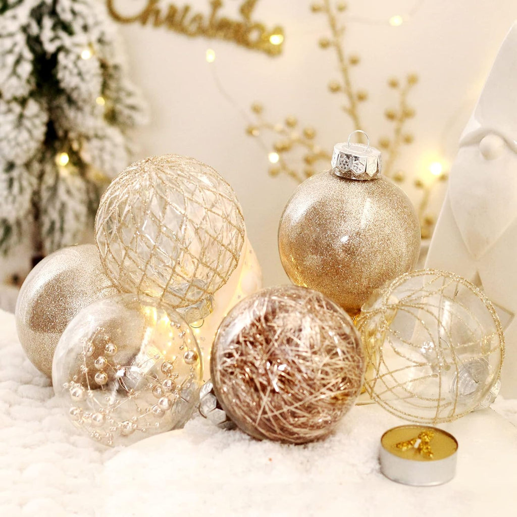 Wholesale Clear Plastic Christmas Ball Ornaments, 30ct 2.36 Inch Champagne Balls for Tree Decoration