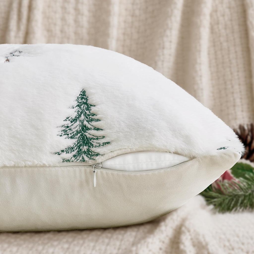 Wholesale Plush Christmas Tree Embroidered Pillow Covers | Holiday Cushion Supplier