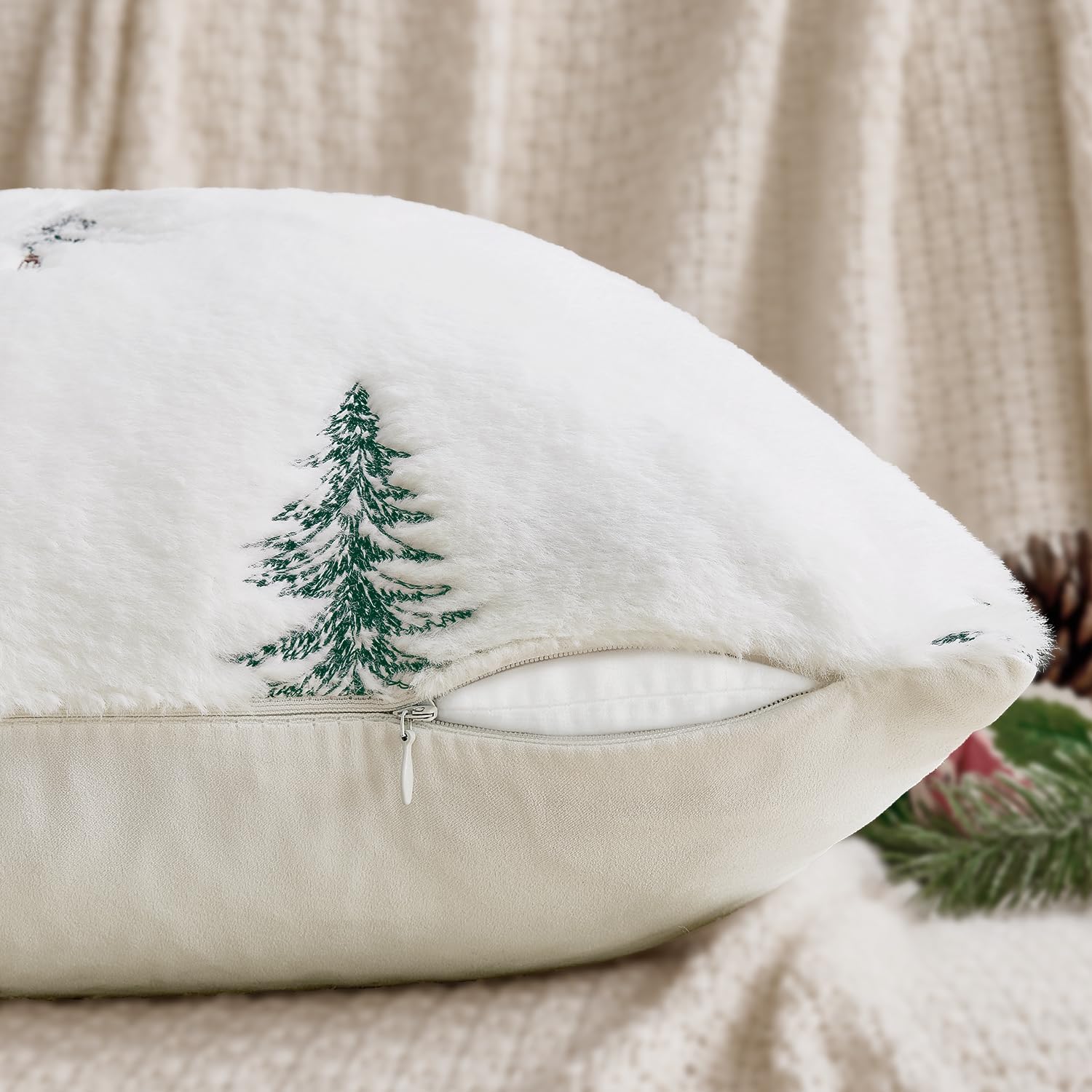 Wholesale Plush Christmas Tree Embroidered Pillow Covers | Holiday Cushion Supplier