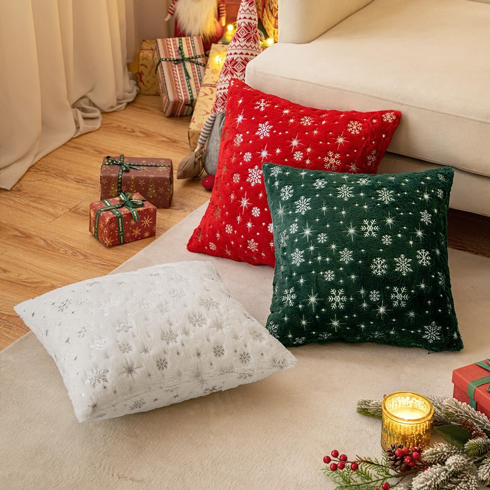 Wholesale Plush Snowflake Embroidered Pillow Covers | Luxury Christmas Cushion Supplier