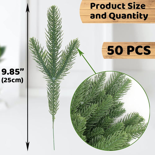 50 Pcs Artificial Pine Branches Wholesale， Accessories for Garland Wreath Christmas