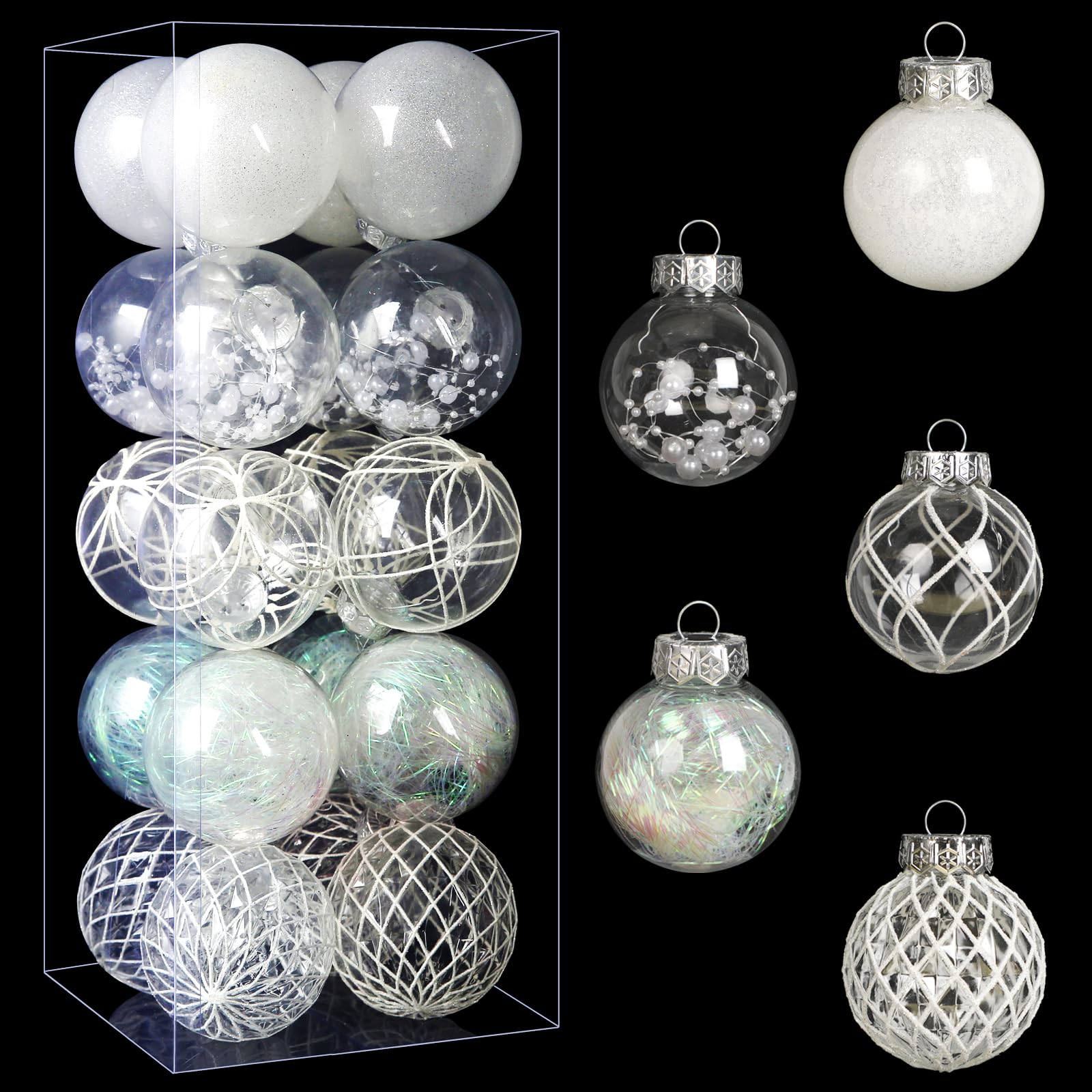 Wholesale Clear Plastic Christmas Ball Ornaments, 30ct 2.36 Inch Champagne Balls for Tree Decoration