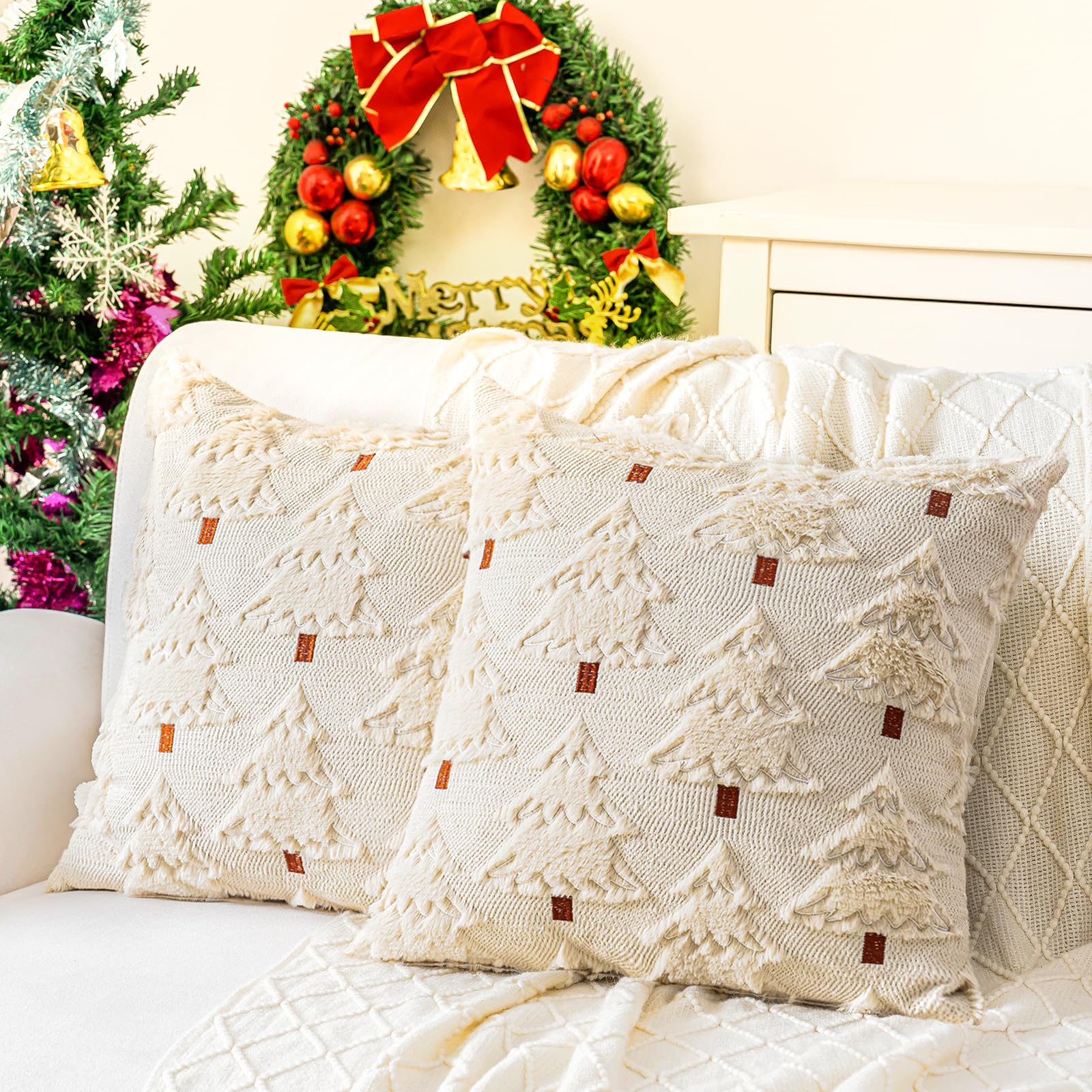 Wholesale Christmas Tree Plush Pillow Covers | Luxury Holiday Cushion Supplier