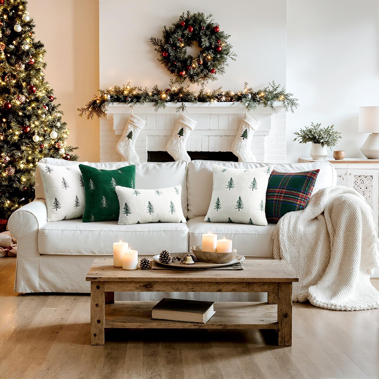 Wholesale Plush Christmas Tree Embroidered Pillow Covers | Holiday Cushion Supplier