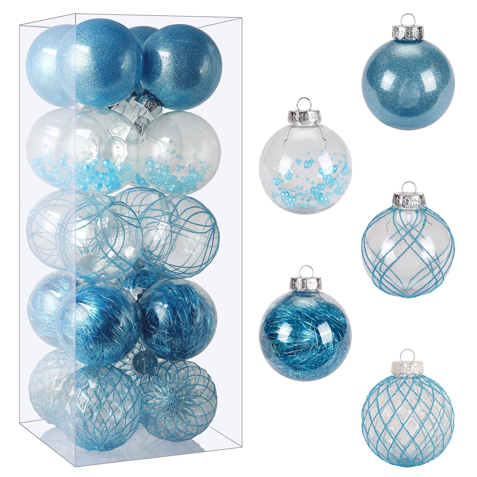 Wholesale Clear Plastic Christmas Ball Ornaments, 30ct 2.36 Inch Champagne Balls for Tree Decoration