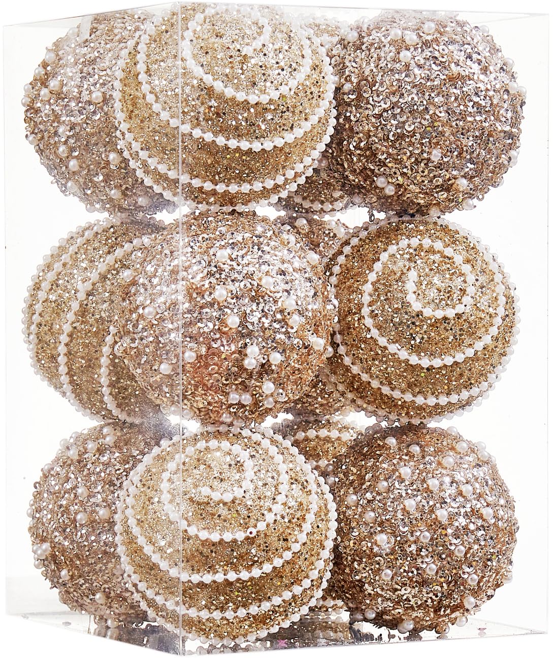 Gold Beaded Christmas Ball Ornament Set Wholesale | Luxury Glitter Holiday Decorations