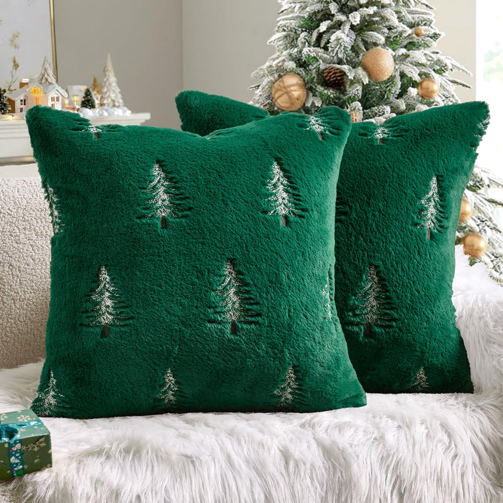 Wholesale Plush Christmas Tree Embroidered Pillow Covers | Holiday Cushion Supplier