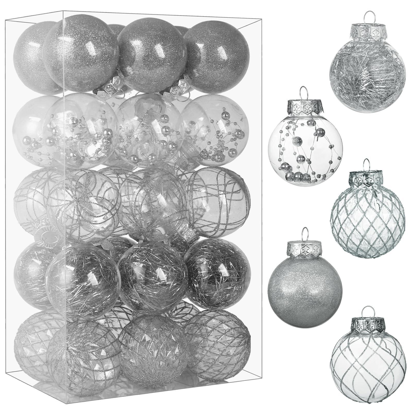 Wholesale Clear Plastic Christmas Ball Ornaments, 30ct 2.36 Inch Champagne Balls for Tree Decoration