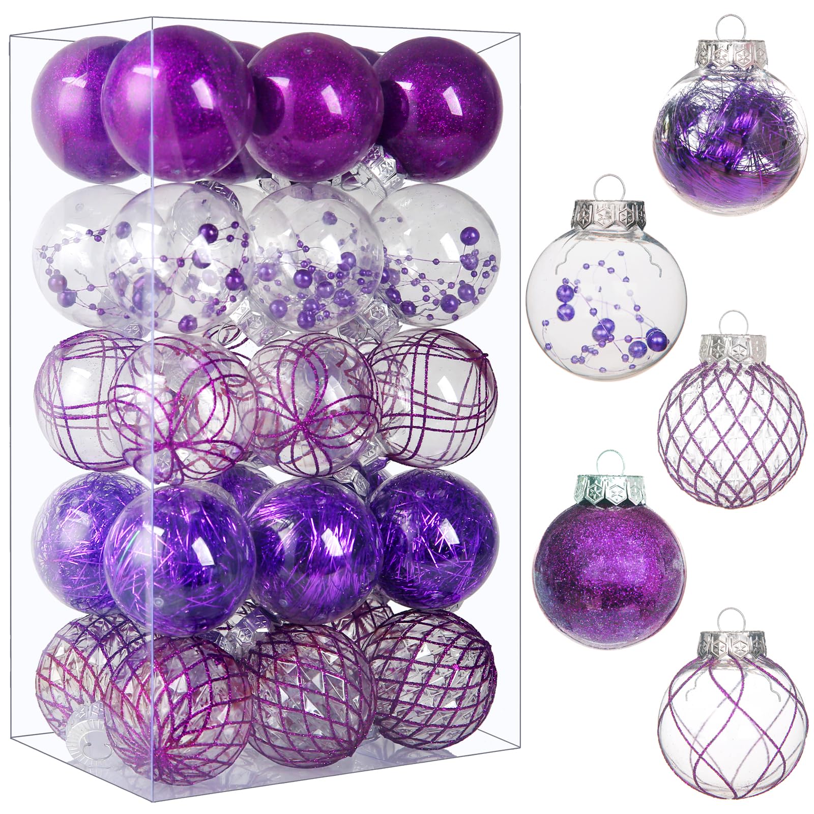 Wholesale Clear Plastic Christmas Ball Ornaments, 30ct 2.36 Inch Champagne Balls for Tree Decoration