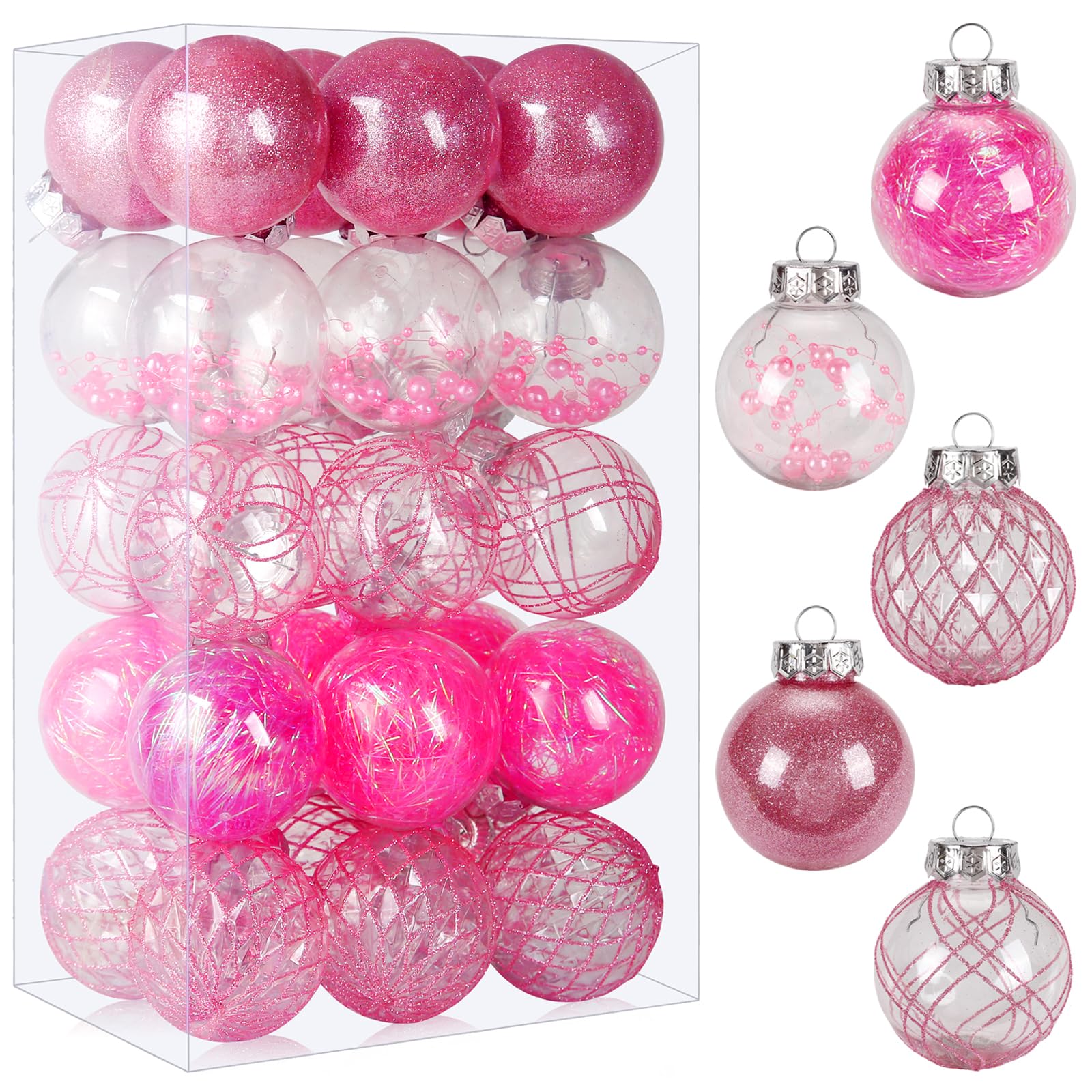 Wholesale Clear Plastic Christmas Ball Ornaments, 30ct 2.36 Inch Champagne Balls for Tree Decoration