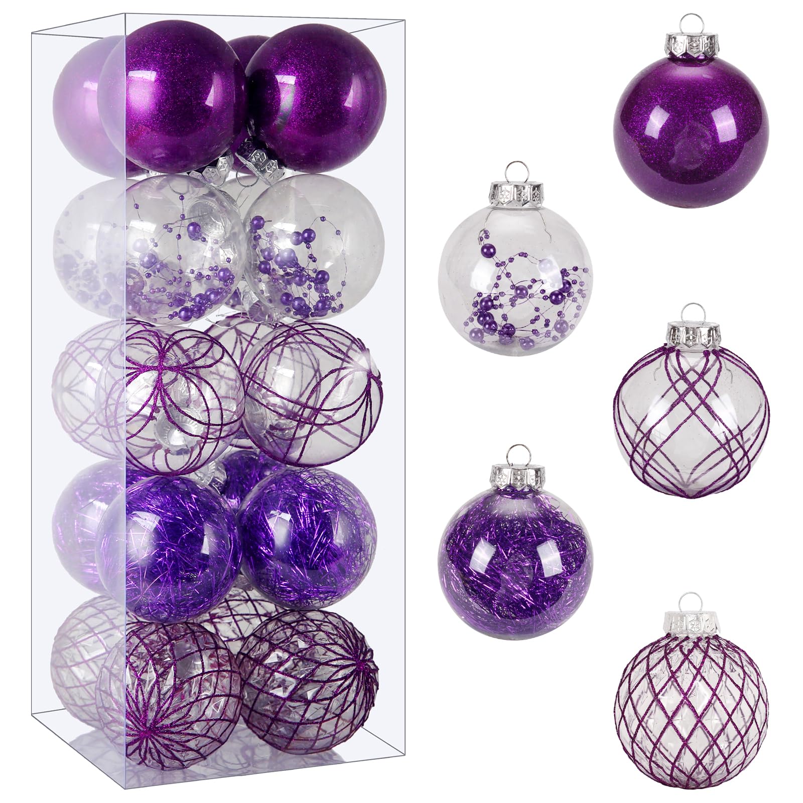 Wholesale Clear Plastic Christmas Ball Ornaments, 30ct 2.36 Inch Champagne Balls for Tree Decoration