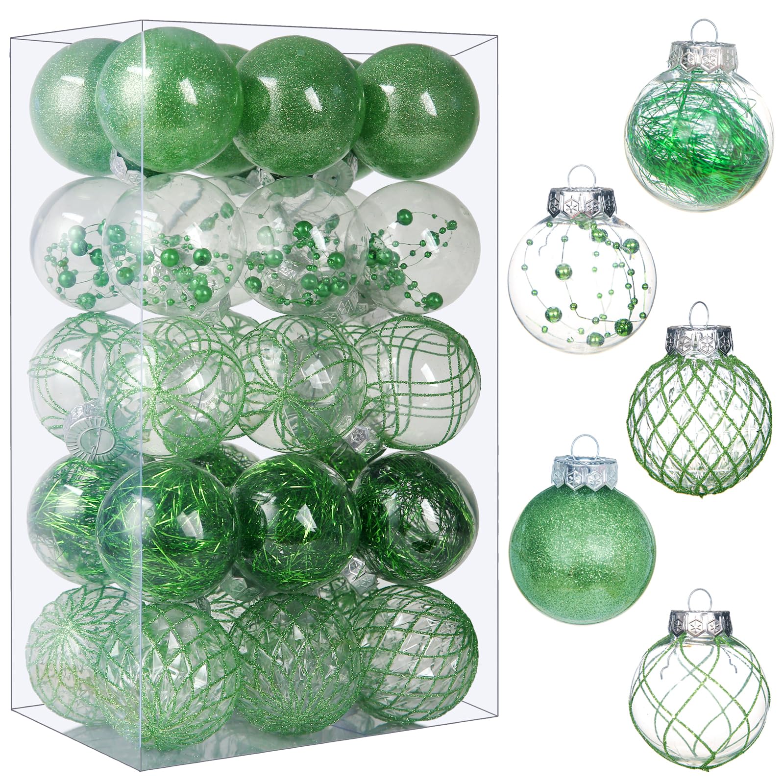 Wholesale Clear Plastic Christmas Ball Ornaments, 30ct 2.36 Inch Champagne Balls for Tree Decoration