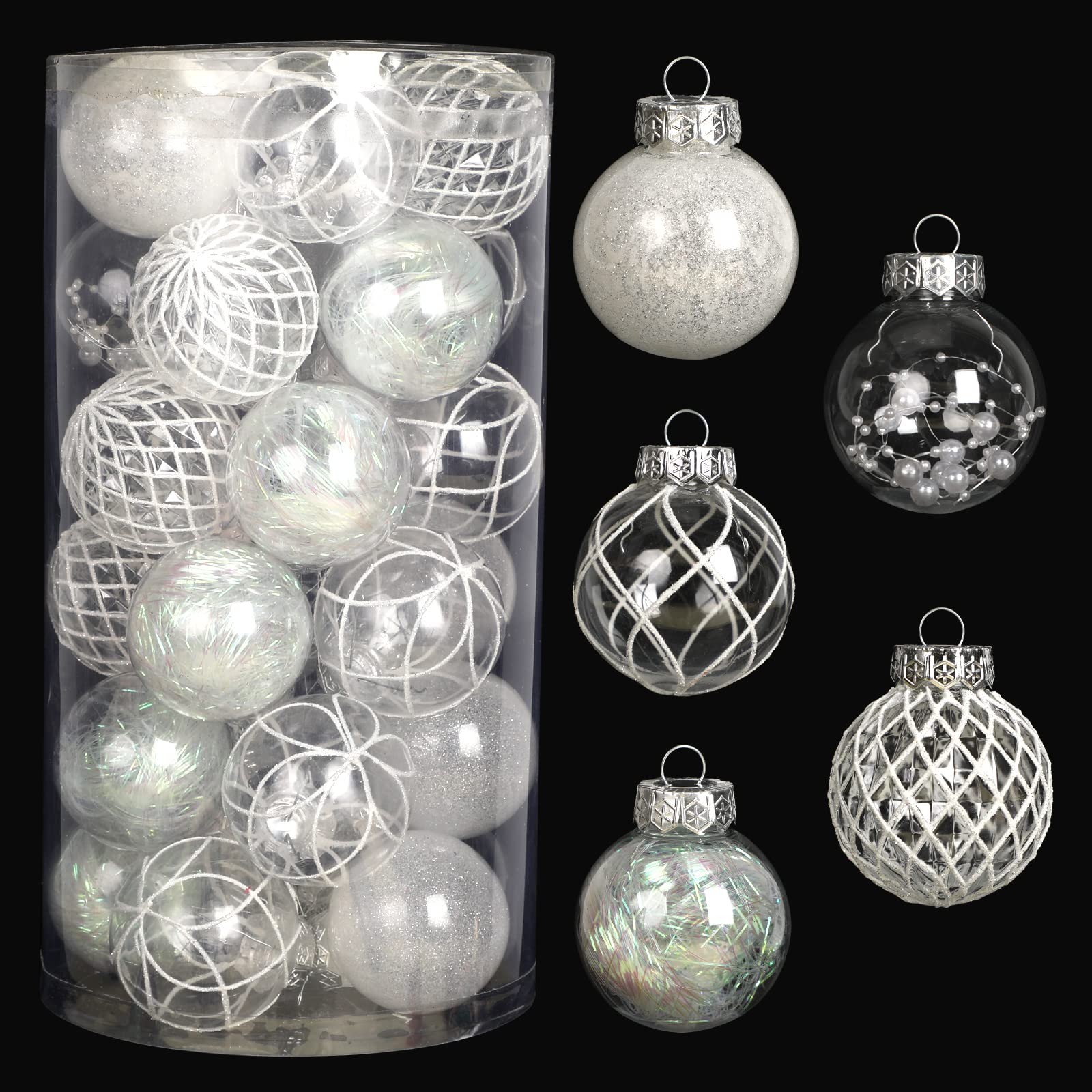 Wholesale Clear Plastic Christmas Ball Ornaments, 30ct 2.36 Inch Champagne Balls for Tree Decoration