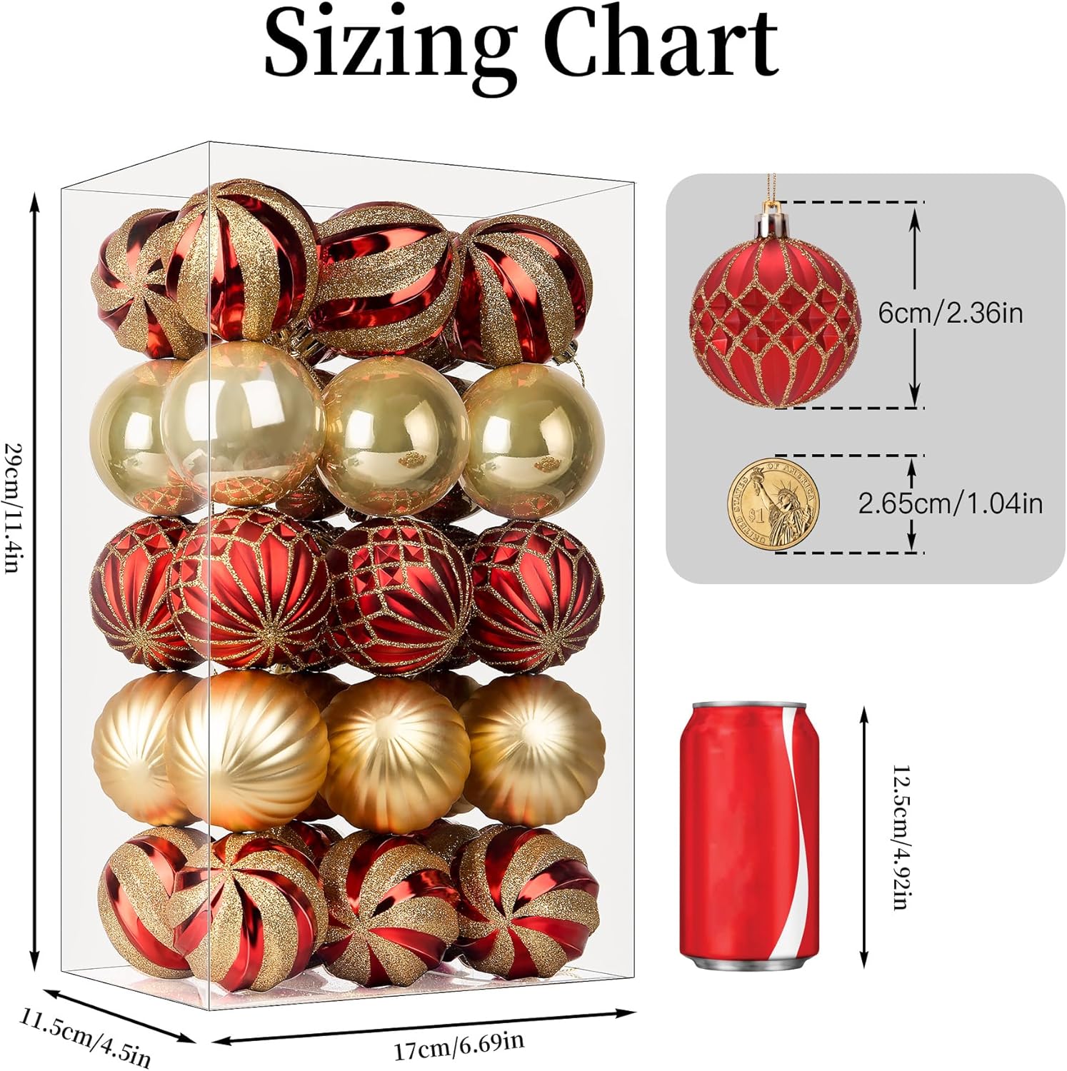 30ct 2.36 Inch Christmas Tree Balls Ornaments, Colored Shatterproof Plastic Decorative Baubles Wholesale | Luxury Holiday Decor Supplier