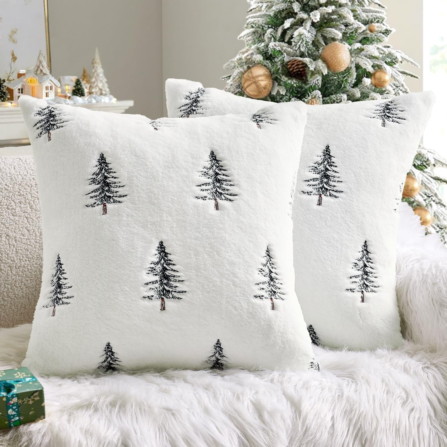 Wholesale Plush Christmas Tree Embroidered Pillow Covers | Holiday Cushion Supplier