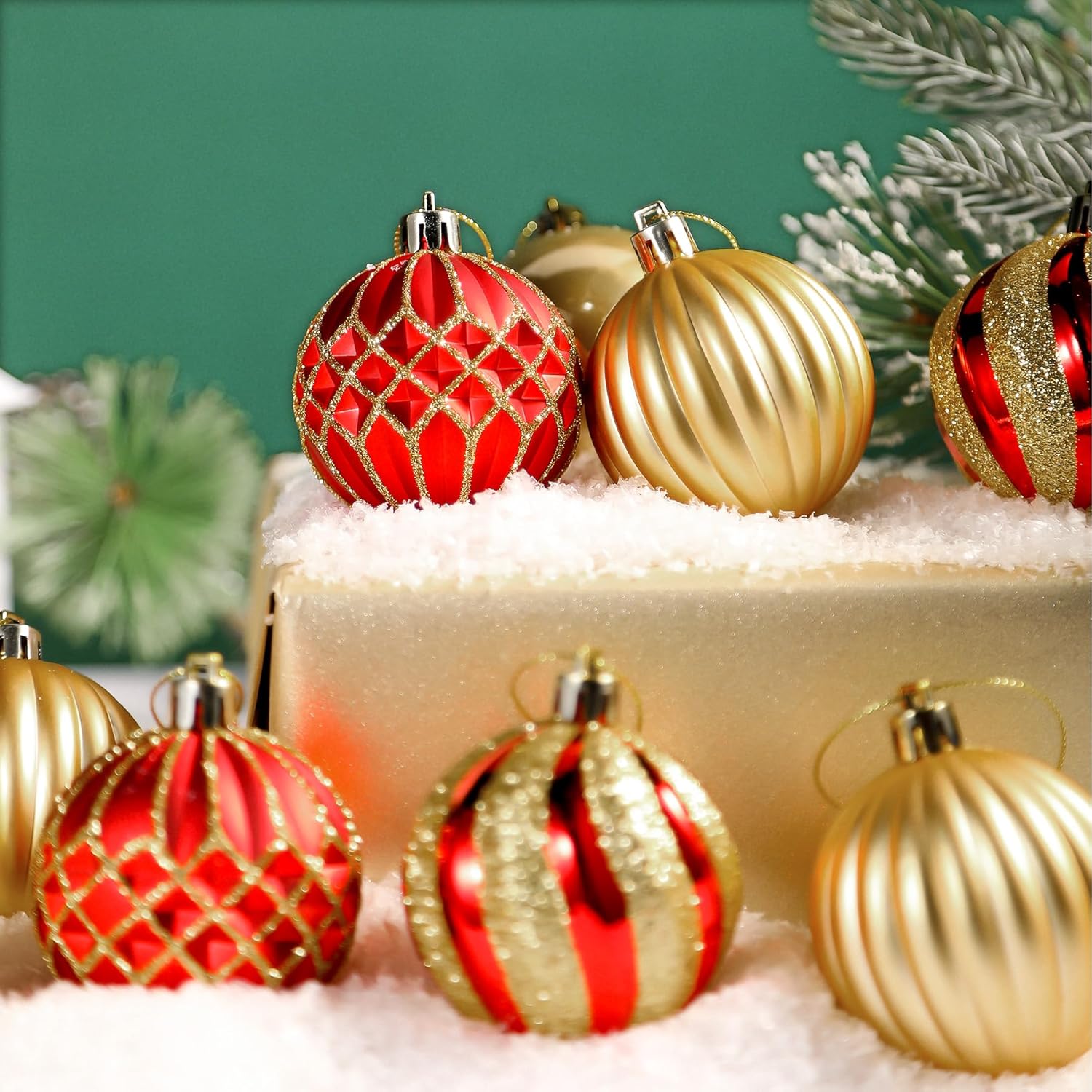 30ct 2.36 Inch Christmas Tree Balls Ornaments, Colored Shatterproof Plastic Decorative Baubles Wholesale | Luxury Holiday Decor Supplier