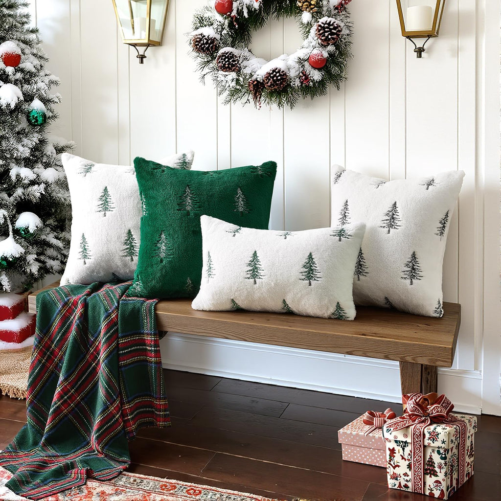 Wholesale Plush Christmas Tree Embroidered Pillow Covers | Holiday Cushion Supplier