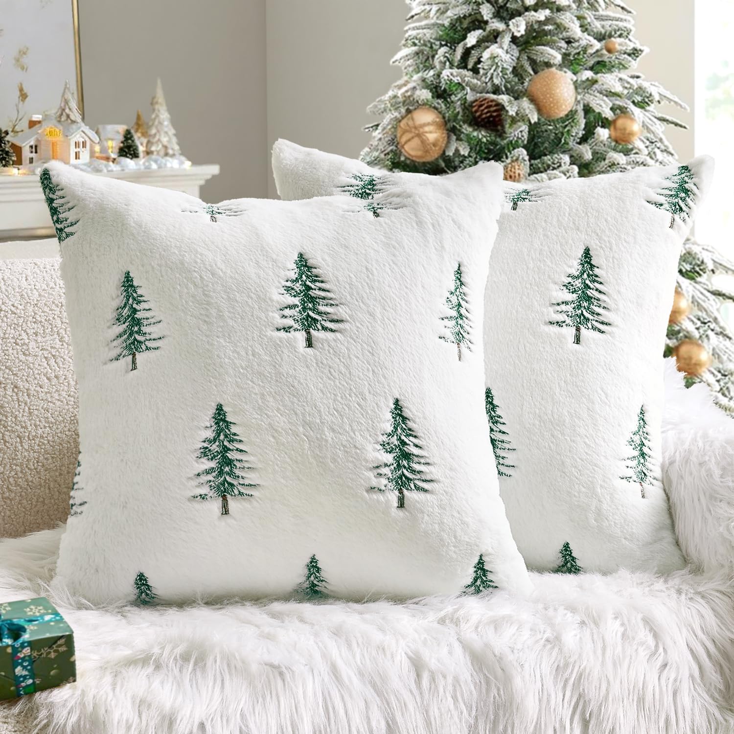 Wholesale Plush Christmas Tree Embroidered Pillow Covers | Holiday Cushion Supplier