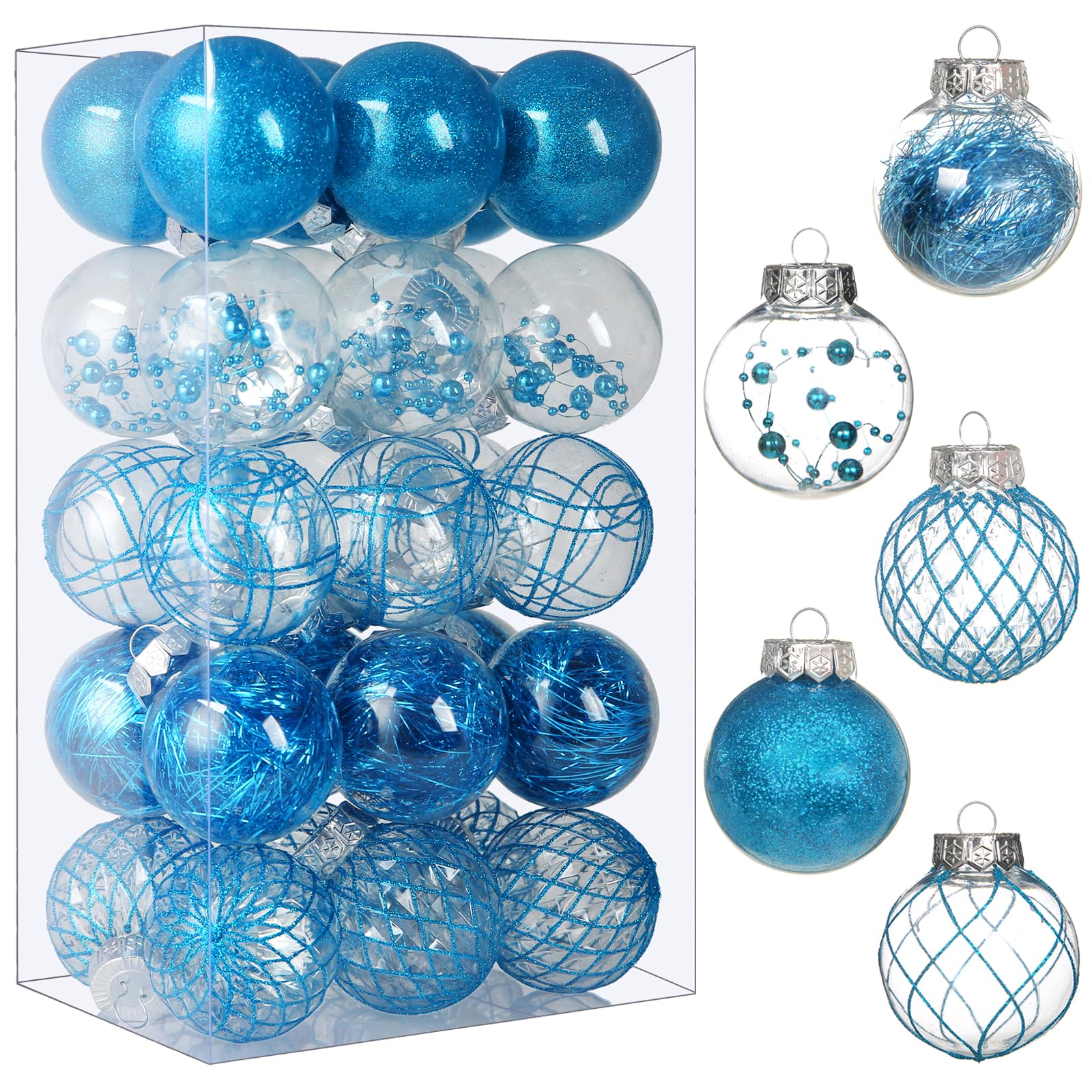 Wholesale Clear Plastic Christmas Ball Ornaments, 30ct 2.36 Inch Champagne Balls for Tree Decoration