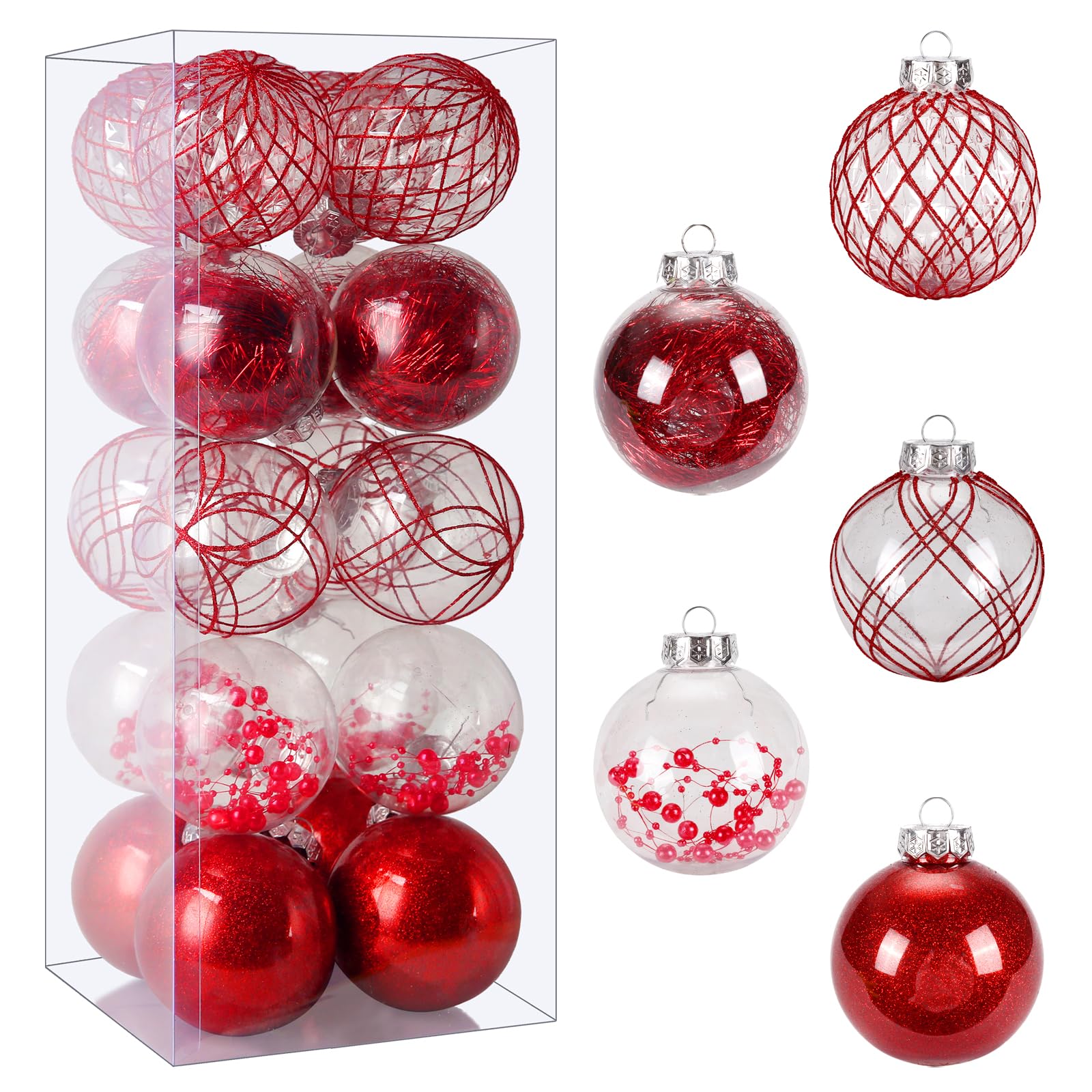 Wholesale Clear Plastic Christmas Ball Ornaments, 30ct 2.36 Inch Champagne Balls for Tree Decoration