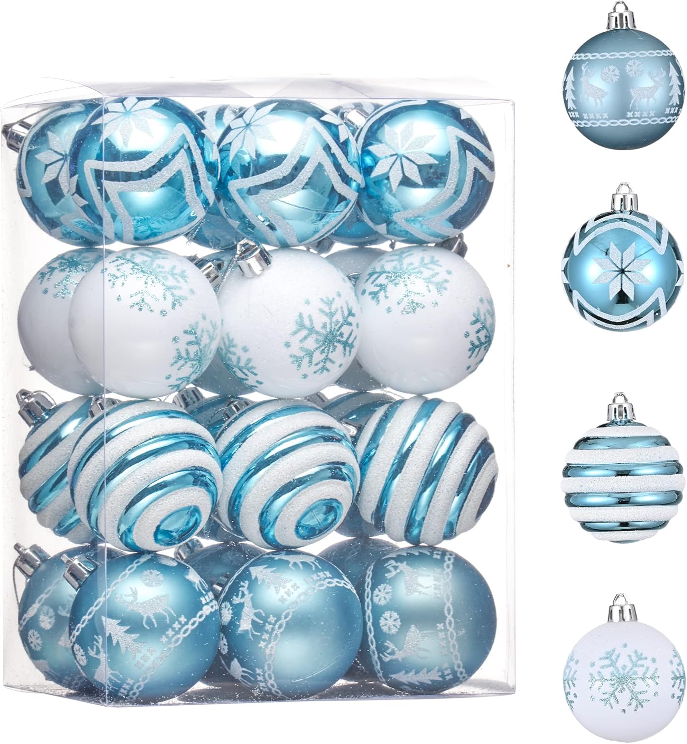 Christmas Ornaments Tree Decorations Wholesale, 24ct Shatterproof Christmas Ball Ornaments Set Supplier