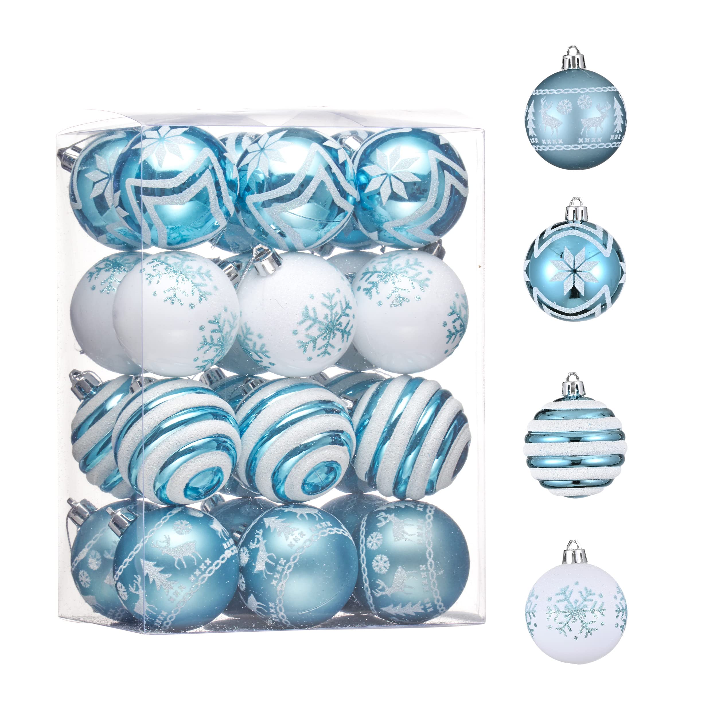 Christmas Ornaments Tree Decorations Wholesale, 24ct Shatterproof Christmas Ball Ornaments Set Supplier