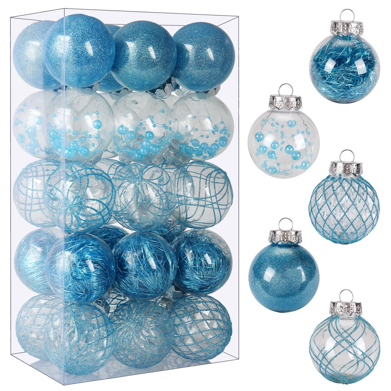 Wholesale Clear Plastic Christmas Ball Ornaments, 30ct 2.36 Inch Champagne Balls for Tree Decoration
