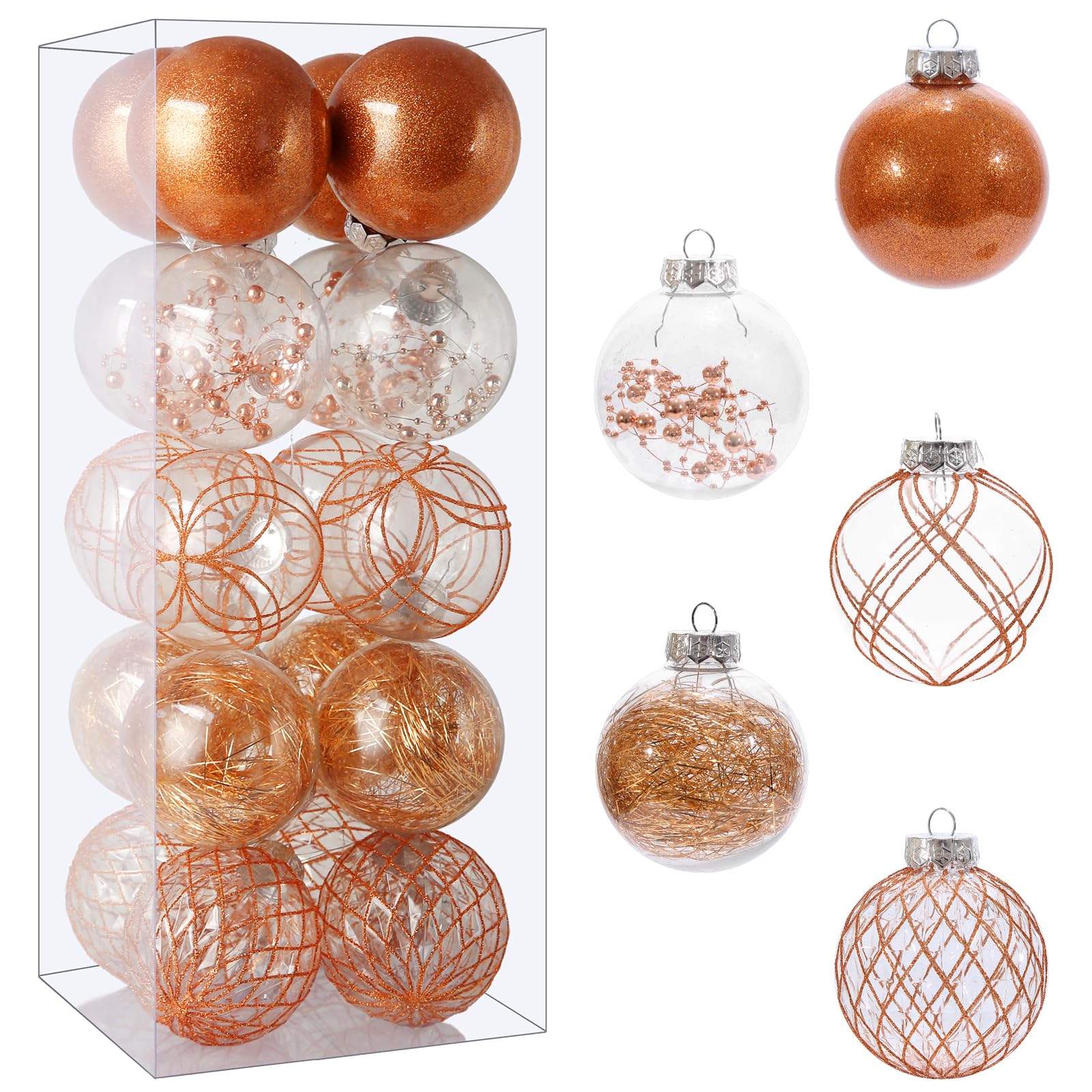 Wholesale Clear Plastic Christmas Ball Ornaments, 30ct 2.36 Inch Champagne Balls for Tree Decoration