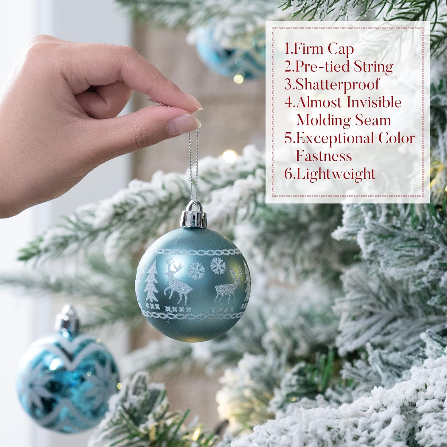 Christmas Ornaments Tree Decorations Wholesale, 24ct Shatterproof Christmas Ball Ornaments Set Supplier