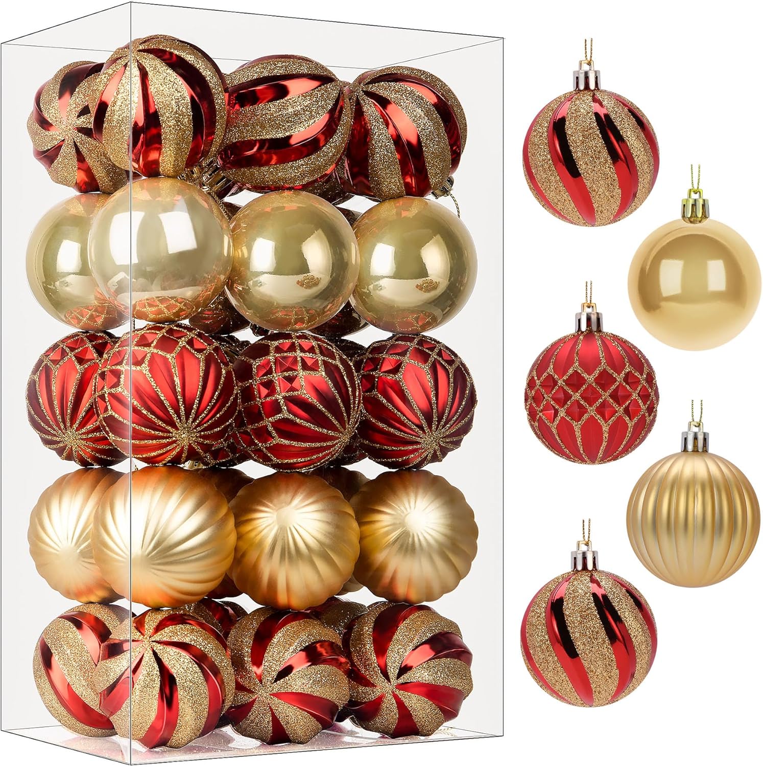 30ct 2.36 Inch Christmas Tree Balls Ornaments, Colored Shatterproof Plastic Decorative Baubles Wholesale | Luxury Holiday Decor Supplier